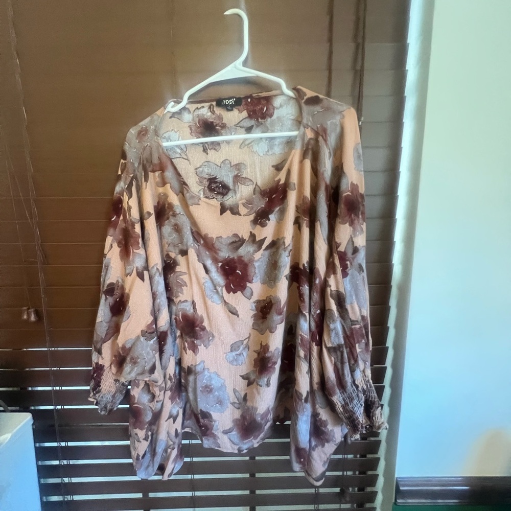 ODDY Floral Blouse in Pink and Brown